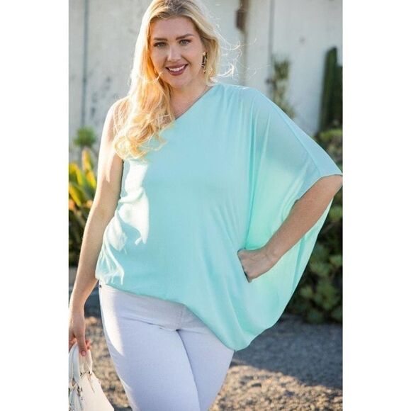 ‎Mint One Shoulder Long Sleeve Unbalance Top - Picture 5 of 6